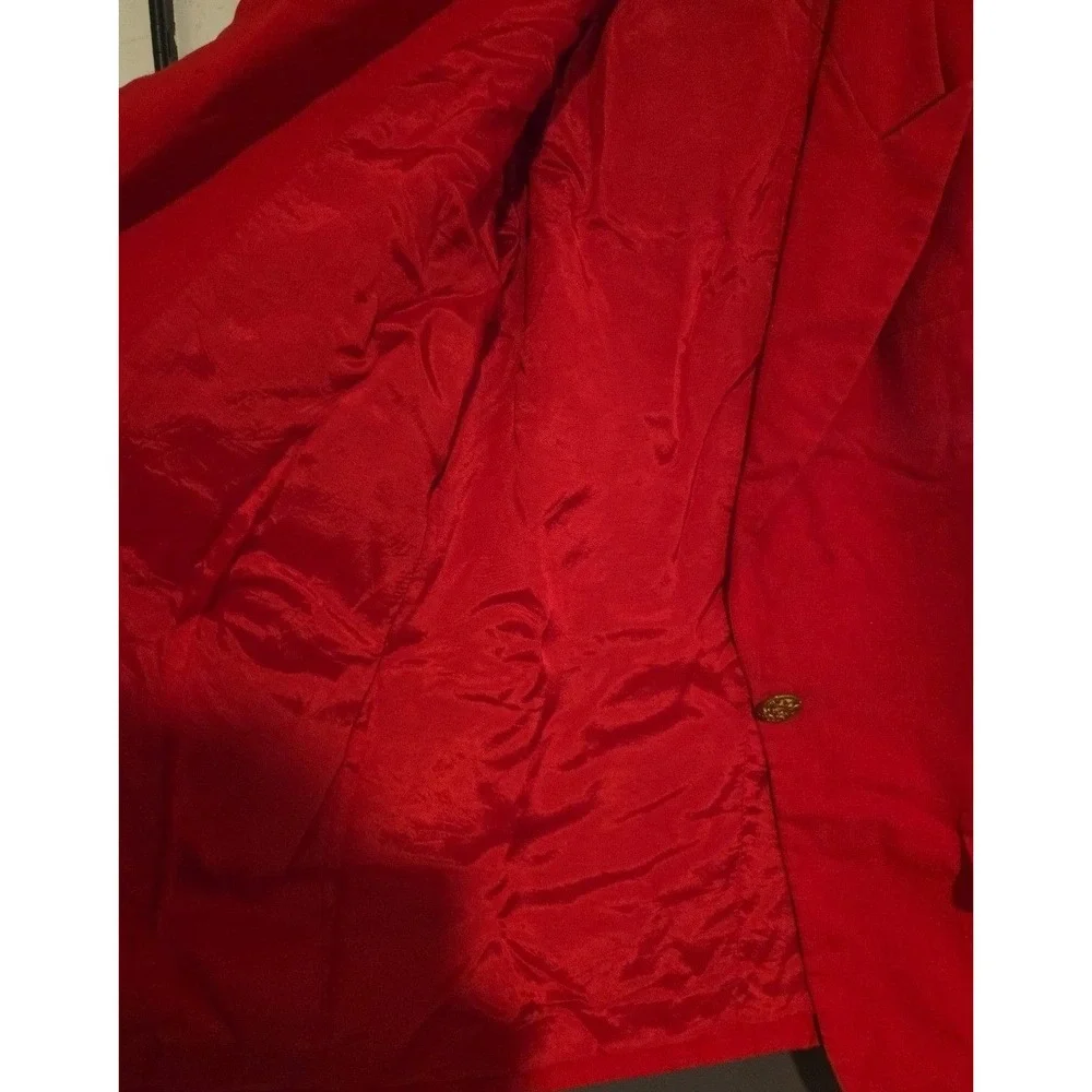 Lynn Greene Richard Neal Vintage Red Blazer, Gold Floral Button, Women's Size 12